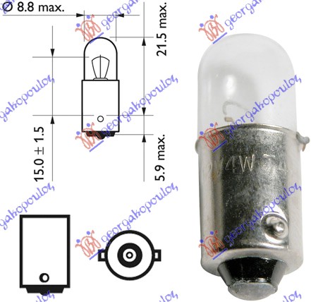 07.250.31 ΛΑΜΠΑ 12V 4W BA9 ΜΕ ΚΑΛΥΜΑ