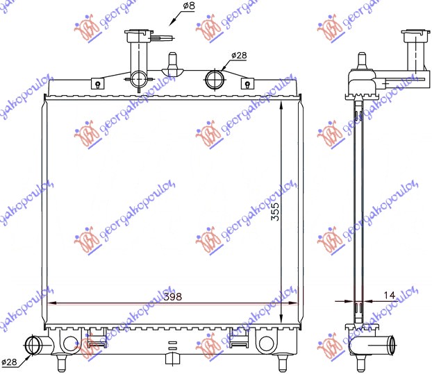RADIATOR 1.0-1.1 PETROL (355x395) (NRF)
