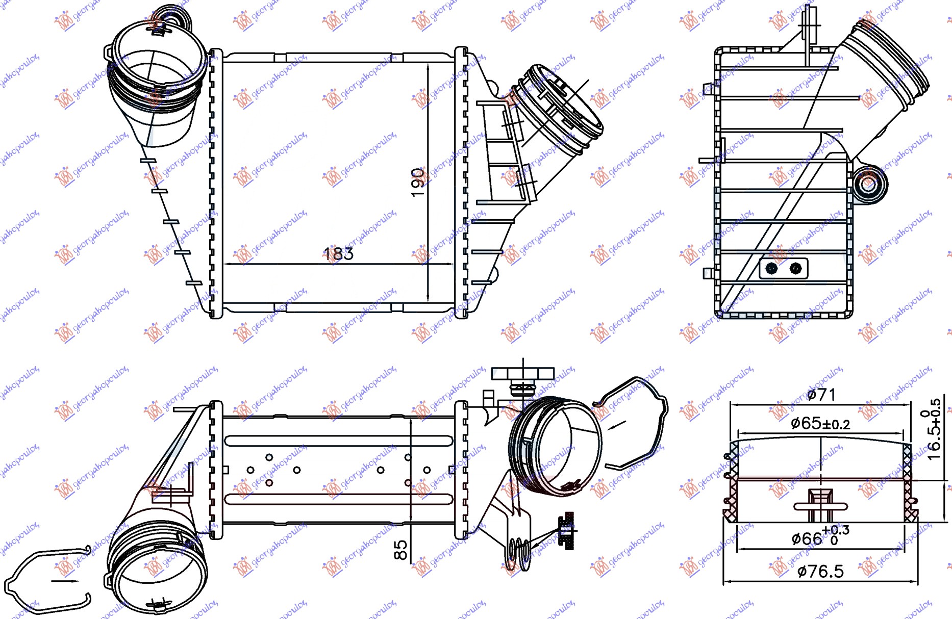 ΨΥΓΕΙΟ INTERCOOLER 1.9 TDI ΚΟΛΑΡΑ ΚΟΥΜΠΩΤΑ 02- (183x190x85)