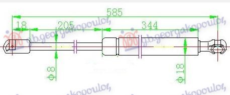 GAS SPRING HOOD (587,5L-590N)