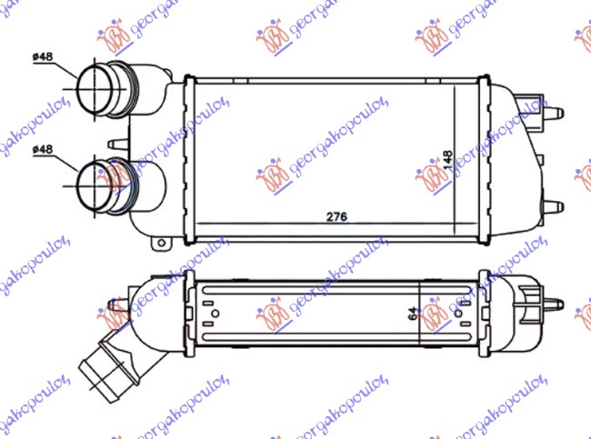 ΨΥΓΕΙΟ INTERCOOLER 1.6 HDi ΠΕΤΡΕΛΑΙΟ (275x150x64) -06