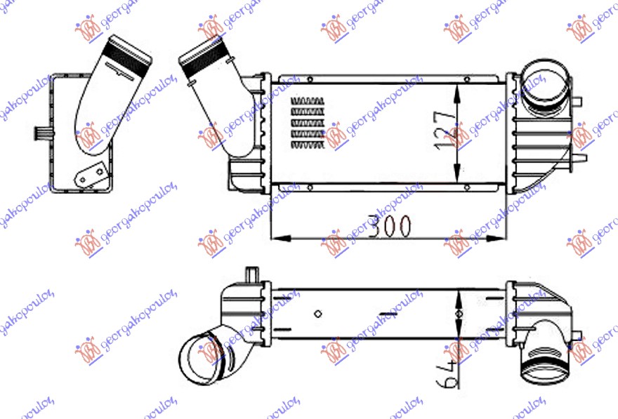 RADIATOR INTERCOOLER 2.0 HDi DIESEL (300x125x64)