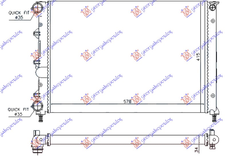 ΨΥΓΕΙΟ ΝΕΡΟΥ 1.6 16v TWINSPARK 05- (580x410x34)