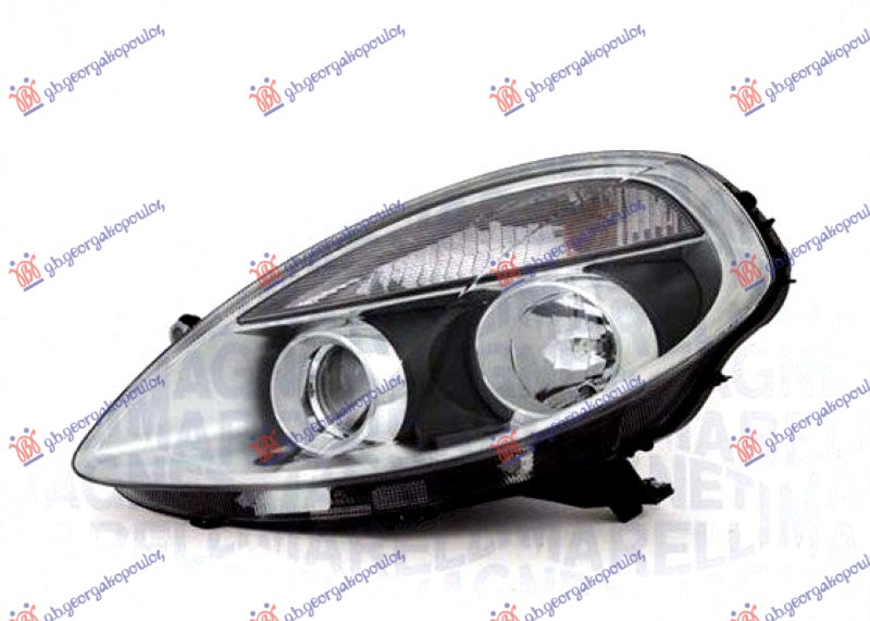 HEAD LAMP ELECT. BLACK 10- (W/PROJECT) (MARELLI)