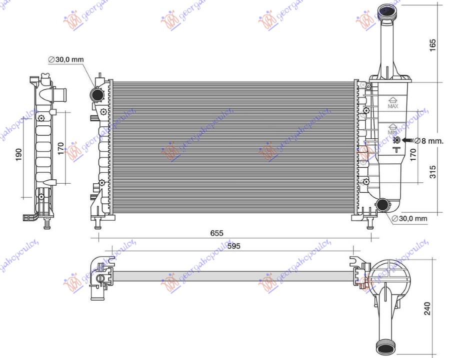 ΨΥΓΕΙΟ 1,4CC 16V+/-A/C(58x30,8) (ΜΕ ΣΩΛΗΝΑΚΙ ΣΤΟ ΠΑΓΟΥΡΙ) (MARELLI)