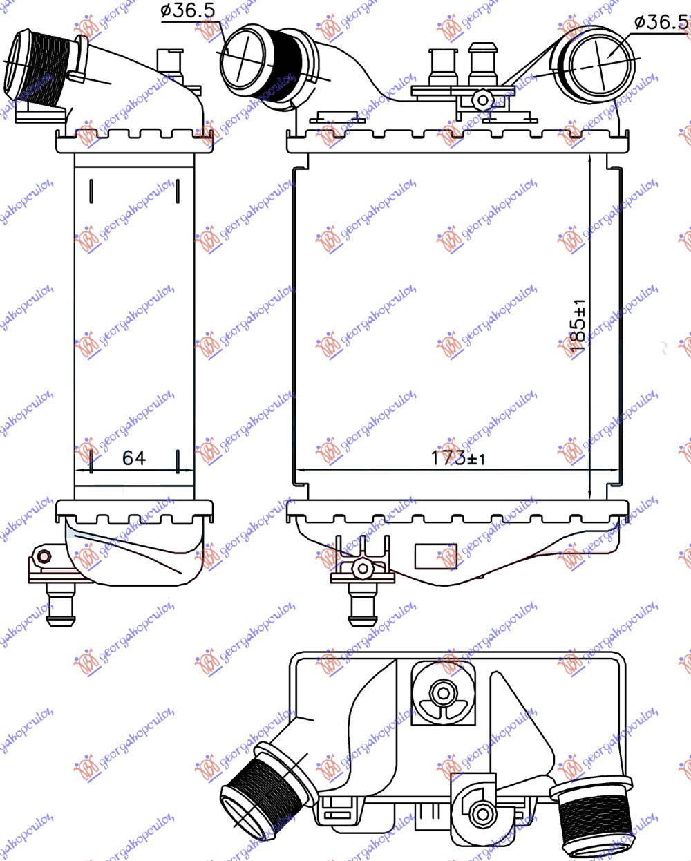 RADIATOR INTERCOOLER ABARTH (185x173x64)