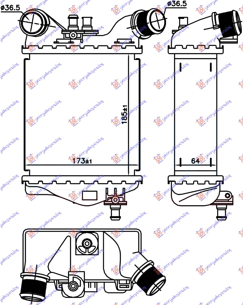 ΨΥΓΕΙΟ INTERCOOLER ABARTH (185x173x64)