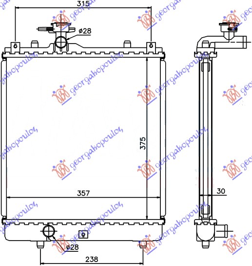 RADIATOR 1.3 +/- A/C (375x36) -2003 JAPAN