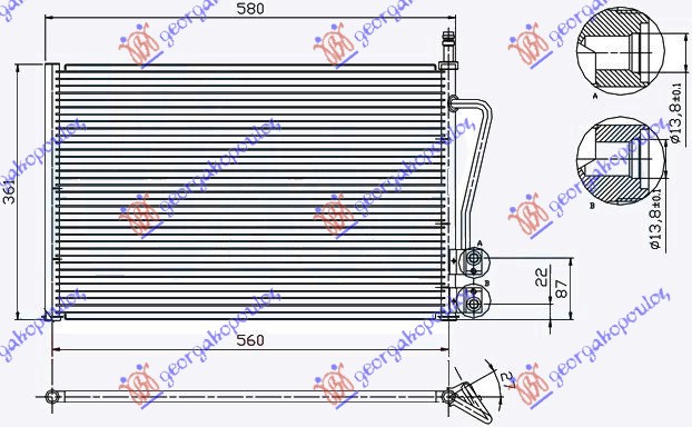 ΨΥΓΕΙΟ A/C ΒΕΝΖΙΝΗ-1.4 TDCi ΠΕΤΡΕΛΑΙΟ (530x335x16)