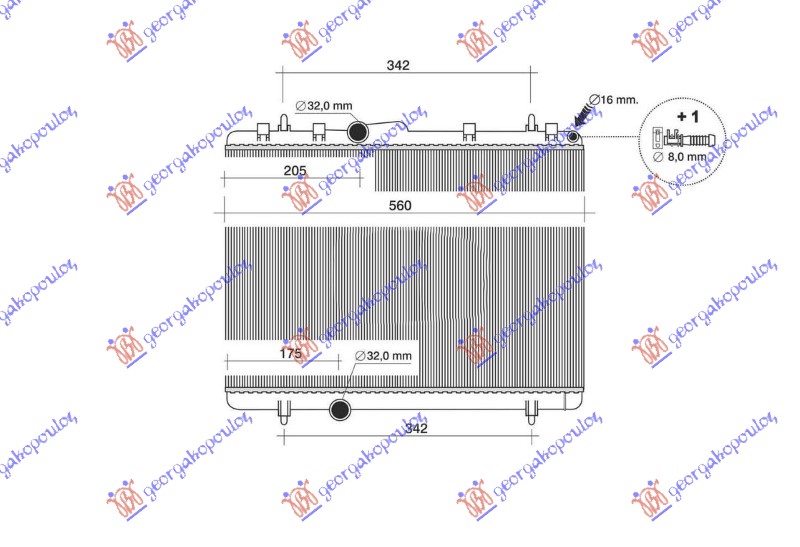 RADIATOR 1.6-2.0 HDI DIESEL +/- A/C MANUAL (380x549) (NRF)