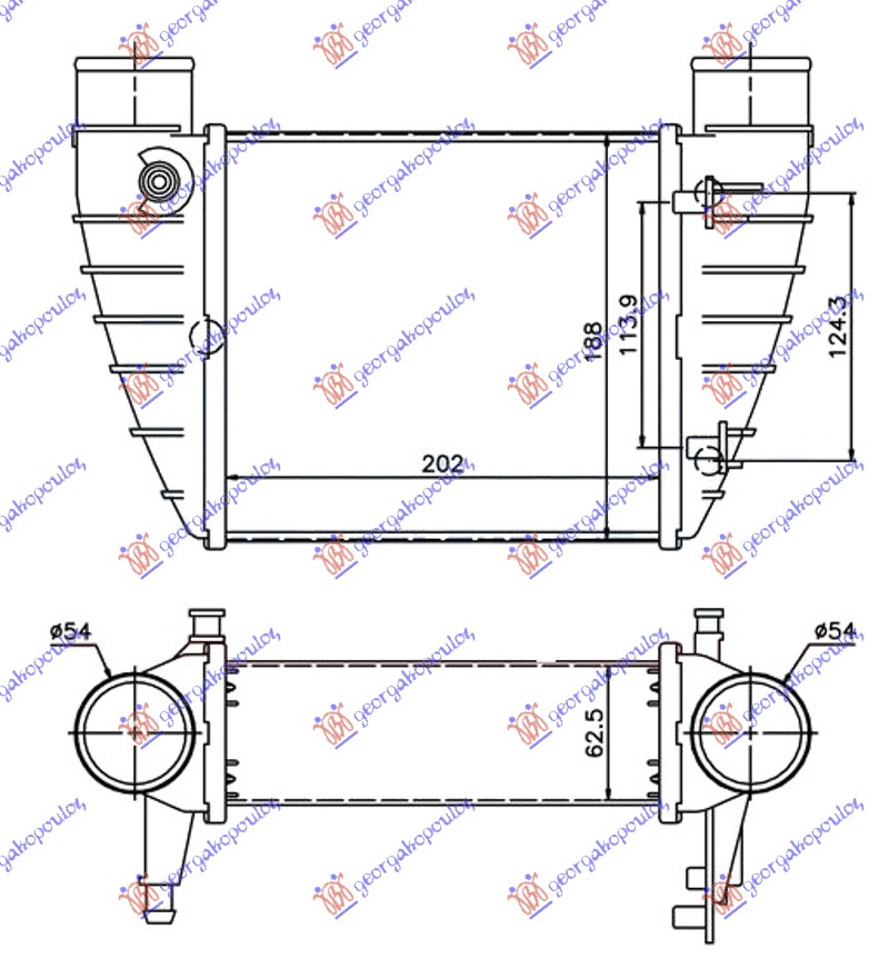 ΨΥΓΕΙΟ INTERCOOLER 2.0 TFSi ΒΕΝΖΙΝΗ - 2.0 TDi ΠΕΤΡΕΛΑΙΟ (200x190x63)