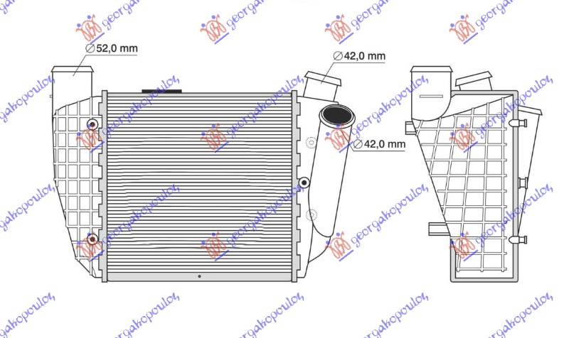 ΨΥΓΕΙΟ INTERCOOLER 2.5 TDI ΠΕΤΡΕΛΑΙΟ (199x189) (ΔΕΞΙ)