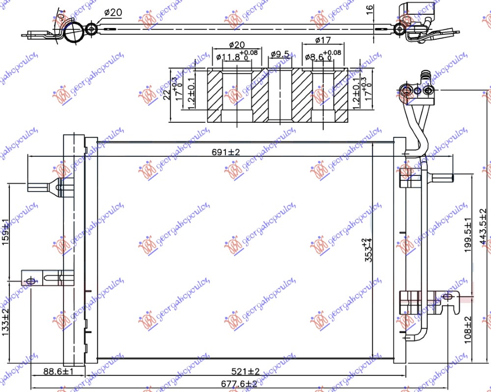 ΨΥΓΕΙΟ A/C 1.4/1.6/1.8 ΒΕΝΖΙΝΗ 09- (484x353x16)