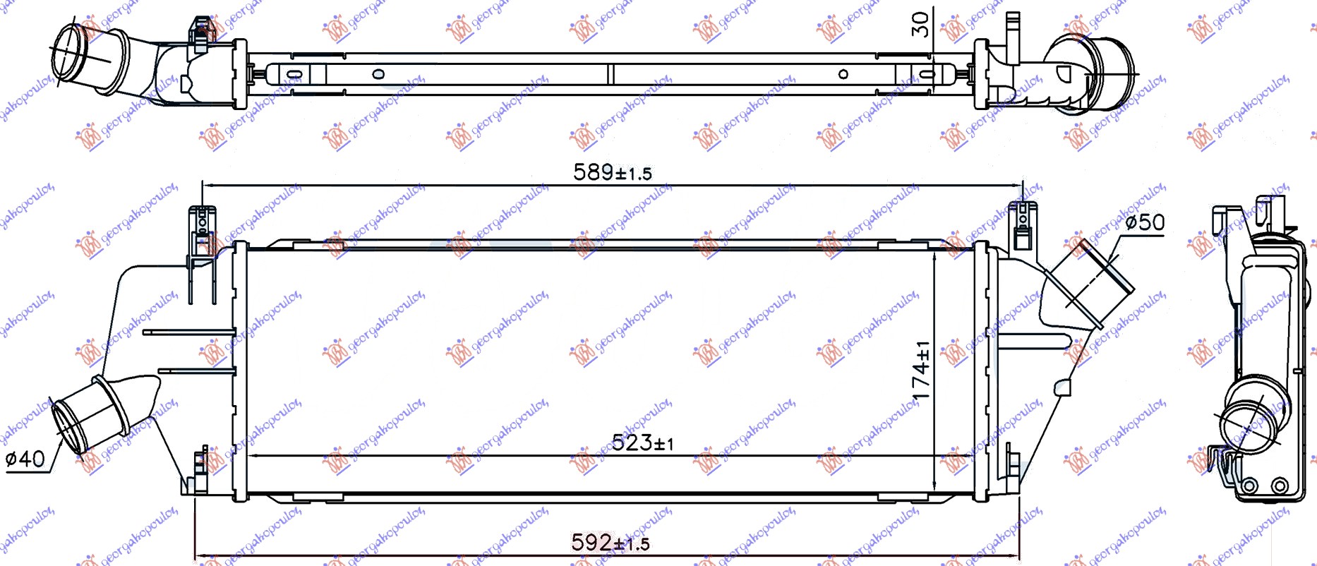 ΨΥΓΕΙΟ INTERCOOLER 1.5 DCI 05- (523x174x30)