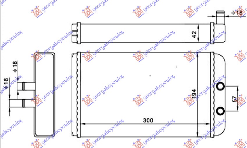 HEATER RADIATOR (300x195x42)