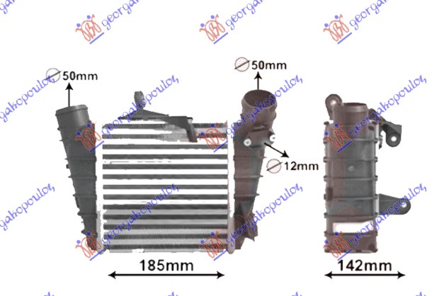 ΨΥΓΕΙΟ INTERCOOLER 1.8 TURBO ΒΕΝΖΙΝΗ 1.4/1.9 TDi ΠΕΤΡΕΛΑΙΟ (185x190x65) ΚΟΛΑΡΑ ΣΦΥΚΤΗΡΑ