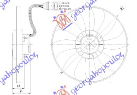 RADIATOR FAN (MOTOR+FAN) (390mm) (90w) (3pin) (TEMIC TYPE)