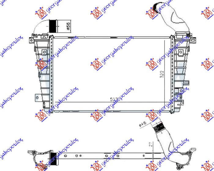 ΨΥΓΕΙΟ INTERCOOLER 2.0 ΒΕΝΖΙΝΗ - 1.7-1.9 CDTI ΠΕΤΡΕΛΑΙΟ (523x322) (NISSENS)