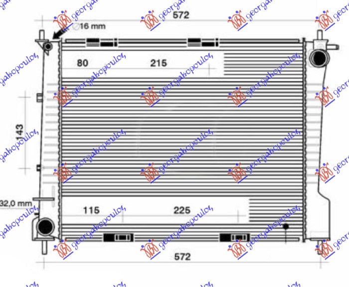 RADIATOR 2.0 PETROL +/- A/C MANUAL (492x389) (NRF)