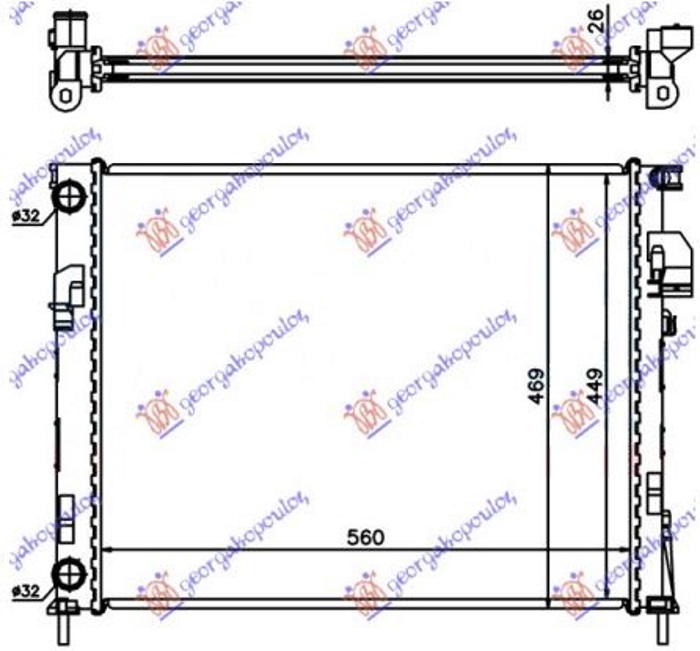 ΨΥΓΕΙΟ ΝΕΡΟΥ 2.0i ΒΕΝΖΙΝΗ - 1.9 DTi ΠΕΤΡΕΛΑΙΟ (560x450x26) (BRAZED)