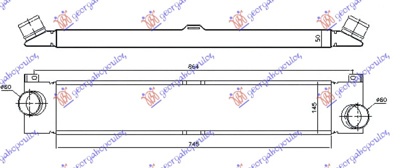 ΨΥΓΕΙΟ INTERCOOLER 2.3 JTD ΠΕΤΡΕΛΑΙΟ (745x145x50)