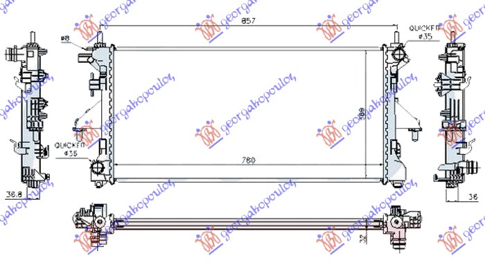 ΨΥΓΕΙΟ ΝΕΡΟΥ 2.3 JTD -AC ΠΕΤΡΕΛΑΙΟ ΜΗΧΑΝΙΚΟ  (780x380x26) (BRAZED)