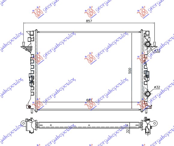 RADIATOR 2.0 DCi (MAN/AUTO) / 2.2/3.0 DCi (AUTO) DIESEL (680x500x32)