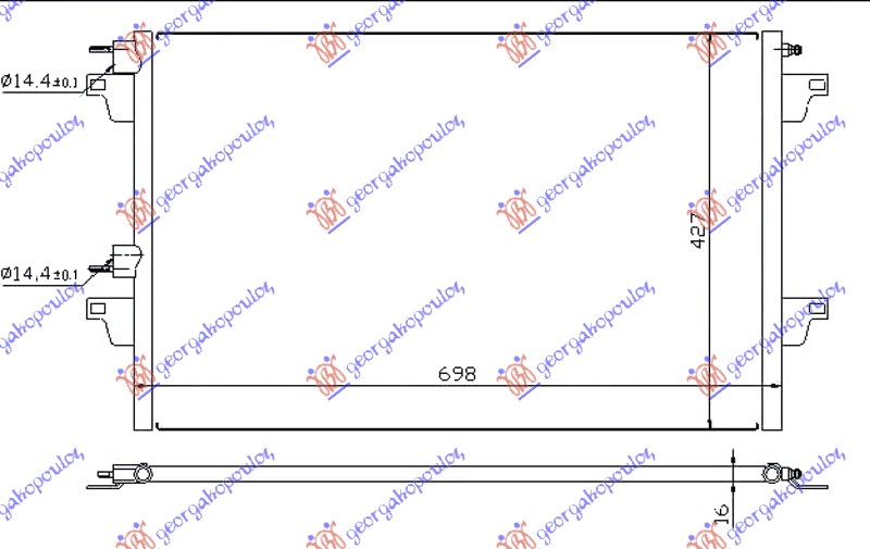 ΨΥΓΕΙΟ A/C ΒΕΝΖΙΝΗ-ΠΕΤΡΕΛΑΙΟ -04 (660x430x16) ΠΑΡΟΧΕΣ 14.5/14.5mm