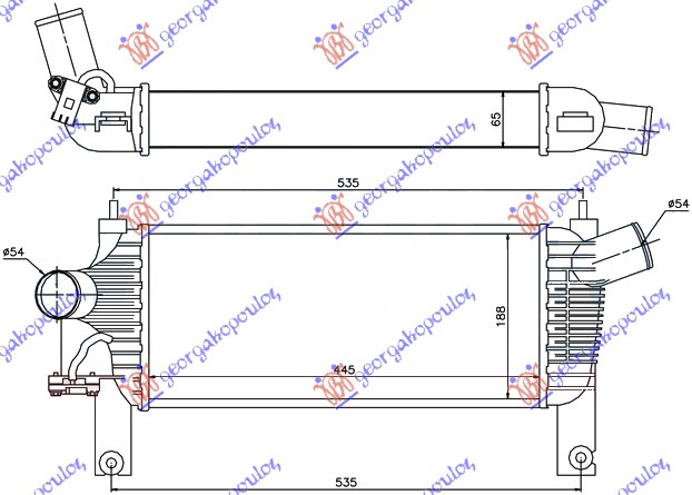 ΨΥΓΕΙΟ INTERCOOLER 2,5 DCI (44,3x19x64)