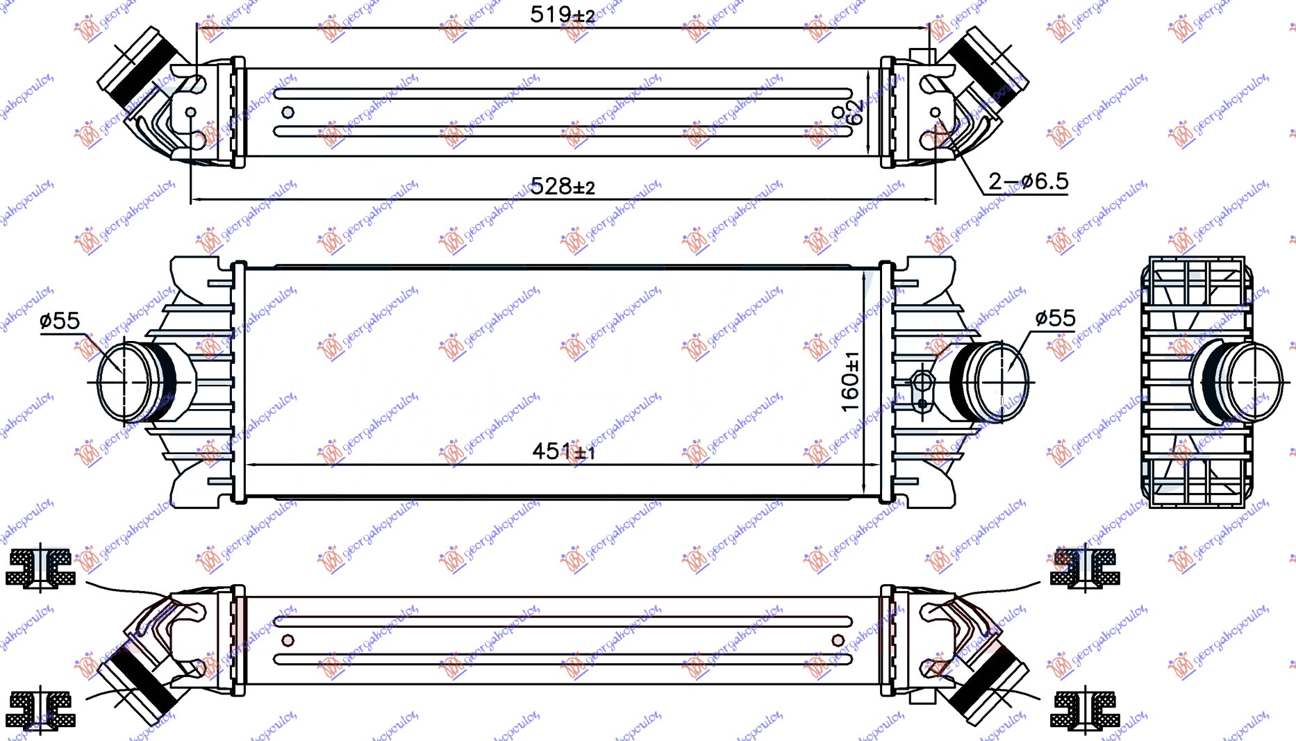 ΨΥΓΕΙΟ INTERCOOLER 2.2 TDCI (451x160x62)