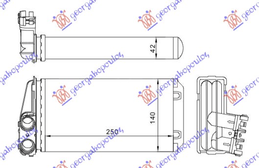 HEATER RADIATOR (M) +/-AC (250x140) MARELLI TYPE (W/O AUTO CLIMA)