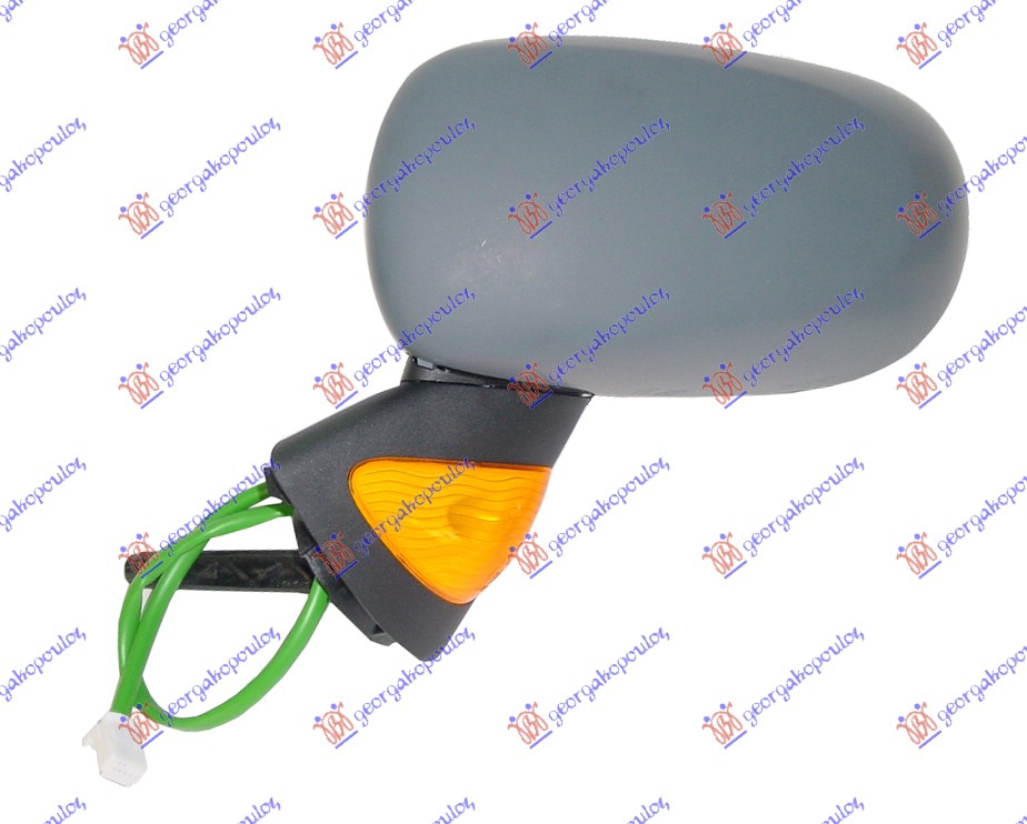 DOOR MIRROR ELECTRICAL HEATED PRIMED W/SIDE LAMP YELLOW (A QUALITY) (ASPHERICAL GLASS)