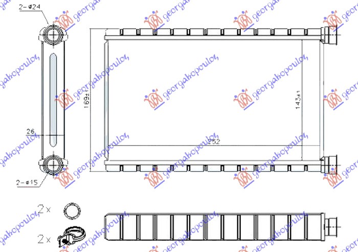 HEATER RADIATOR (143x250x26) (DENSO TYPE)
