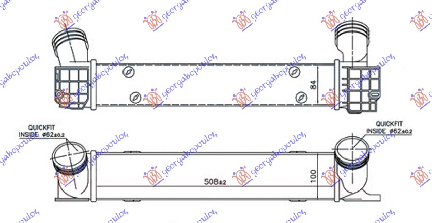 ΨΥΓΕΙΟ INTERCOOLER 2.0 (316D-318D-320D) ΠΕΤΡΕΛΑΙΟ (510x100x84)(Φ62-62)