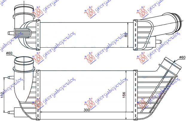 ΨΥΓΕΙΟ INTERCOOLER 2.0 HDi ΠΕΤΡΕΛΑΙΟ (300x155x80) ΣΦΥΚΤΗΡΑ/ΣΦΥΚΤΗΡΑ