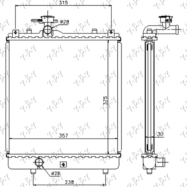 ΨΥΓΕΙΟ ΝΕΡΟΥ 1.0-1.2-1.3 ΒΕΝΖΙΝΗ ΜΗΧΑΝΙΚΟ (375x380x34) (ΑΝΟΙΧΤΟ ΚΥΚΛΩΜΑ) (MECHANICAL)