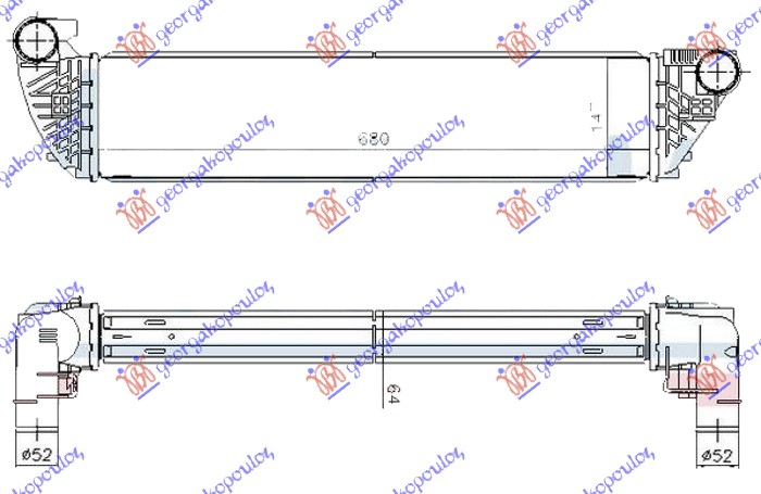 ΨΥΓΕΙΟ INTERCOOLER 1.9-2.0-2.2 dCi ΠΕΤΡΕΛΑΙΟ (680x150x64)