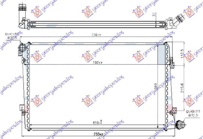 ΨΥΓΕΙΟ ΝΕΡΟΥ 1.9-2.0 TDi ΠΕΤΡΕΛΑΙΟ (650x400) ΠΑΡΟΧΕΣ ΔΙΑΓΩΝΙΑ (BRAZED)