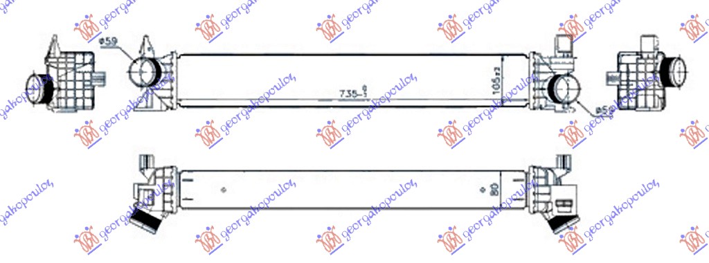 RADIATOR INTERCOOLER 2.0 BlueHdI DIESEL (730x100x80)