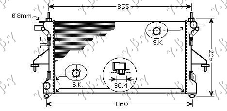 ΨΥΓΕΙΟ ΝΕΡΟΥ 2.2 HDi ΠΕΤΡΕΛΑΙΟ ΜΗΧΑΝΙΚΟ +AC (ENGINE PUMA C) (780x380x34) (MECHANICAL)