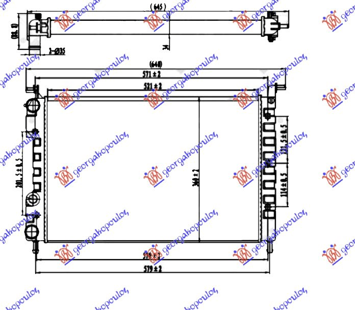 RADIATOR 1,6 PETROL (52x34,9x34)-00 (MAHLE BEHR)