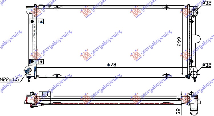 RADIATOR PETR - DSL +/- A/C (675x320x34)