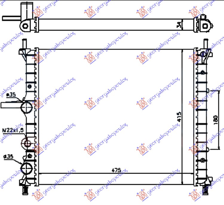 ΨΥΓΕΙΟ ΝΕΡΟΥ 1.6 ΒΕΝΖΙΝΗ +/- A/C (475x415) (VALEO CLASSIC)