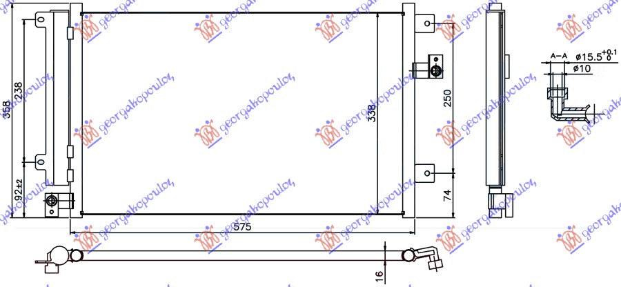 ΨΥΓΕΙΟ A/C 1.9 JTD ΠΕΤΡΕΛΑΙΟ (575x338x16) ΒΑΣΕΙΣ ΠΛΑΙ