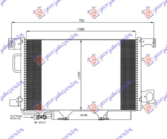 CONDENSER PETROL-DIESEL (590x375) (VALVE 12mm)