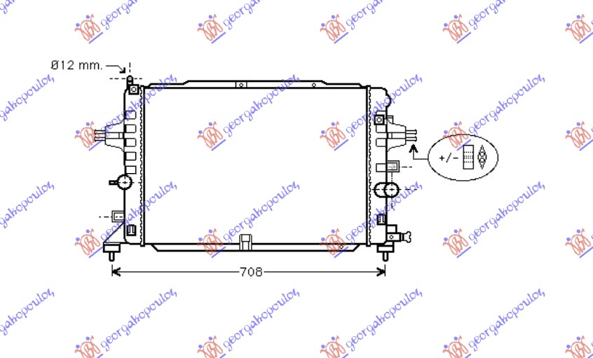 RADIATOR 1.6i TURBO PETROL +/- A/C (600x370) (NRF)