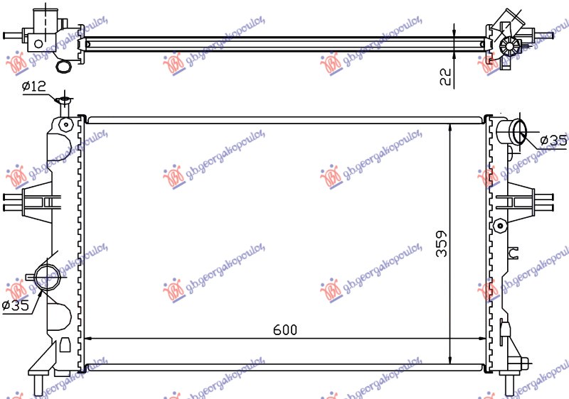 RADIATOR 1.4-1.6-1.8 +A/C (600x370) (MARELLI)