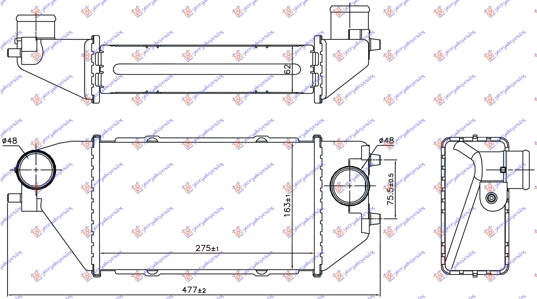 ΨΥΓΕΙΟ INTERCOOLER 2.2 CTDI (275x163x62)