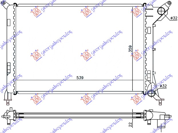 RADIATOR 1.4-1.6 PETROL - A/C (540x360) (NRF)