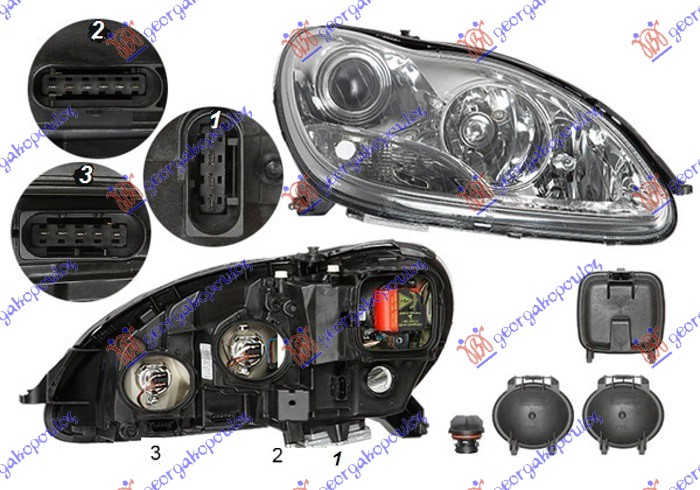 HEAD LAMP XENON 2002- (3 PLUG) (MARELLI)
